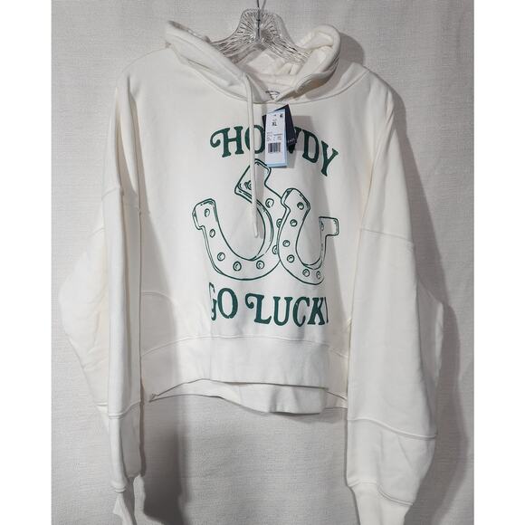 Howdy white crop top Hoodie women's XL Grayson/threads - Picture 2 of 7